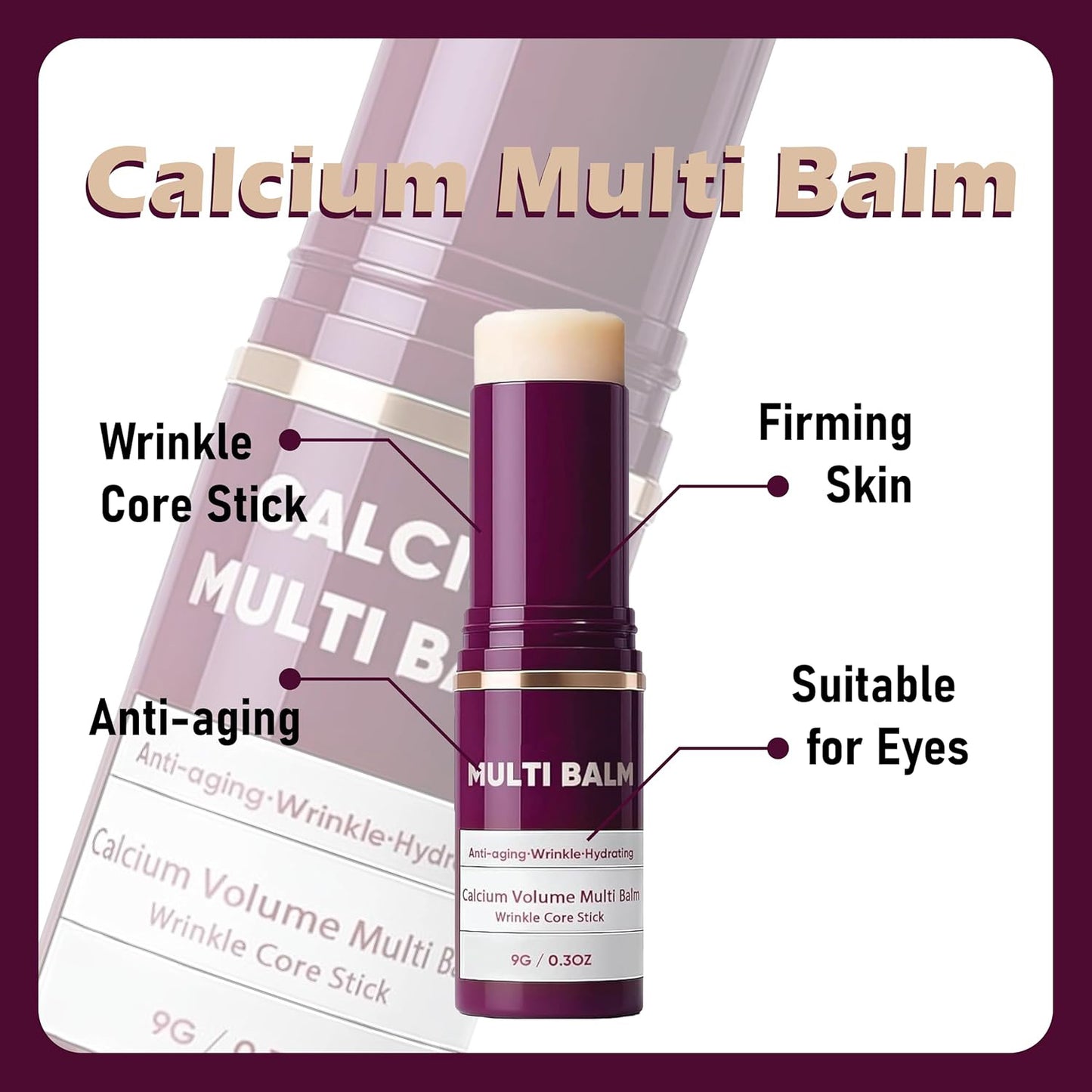 HOT SALE 43% OFF🔥Calcium Multi Balm, Wrinkle Core Stick, Korean Collagen Moisturing Stick, Anti-aging, Hydrating, Almond & Vitamin E for Lip Balm Eye Cream Neck