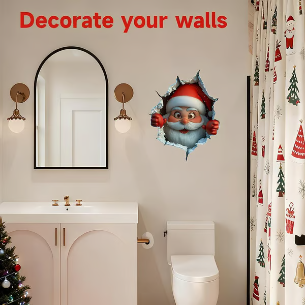 "Santa's Breaking In!" Christmas Wall Sticker 🎅 Funny Holiday Decor for Home 🎄