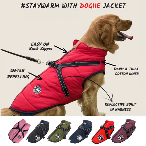 🐕Waterproof Winter Dog Jacket with Built-in Harness