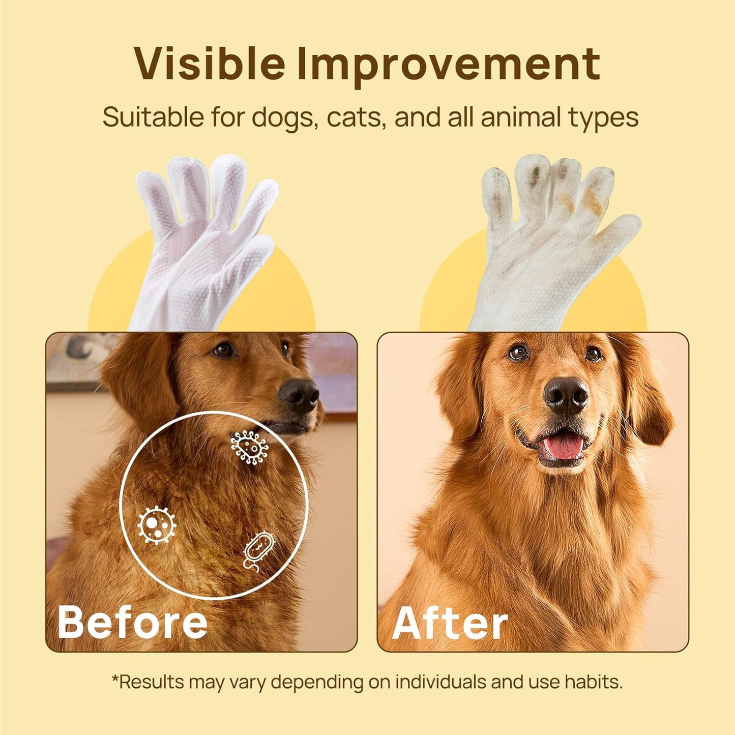 📣⚡⚡Super 50% discount🌈PET Cleaning Deodorizing Glove Wipes for Dogs🐶 Cats🐱