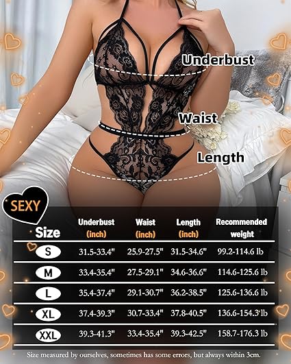 🔥HOT SALE 42% OFF🔥Sexy Women One-Piece Lingerie Teddy Hollow Out Floral Lace Bodysuit Deep V Cut Out Babydoll