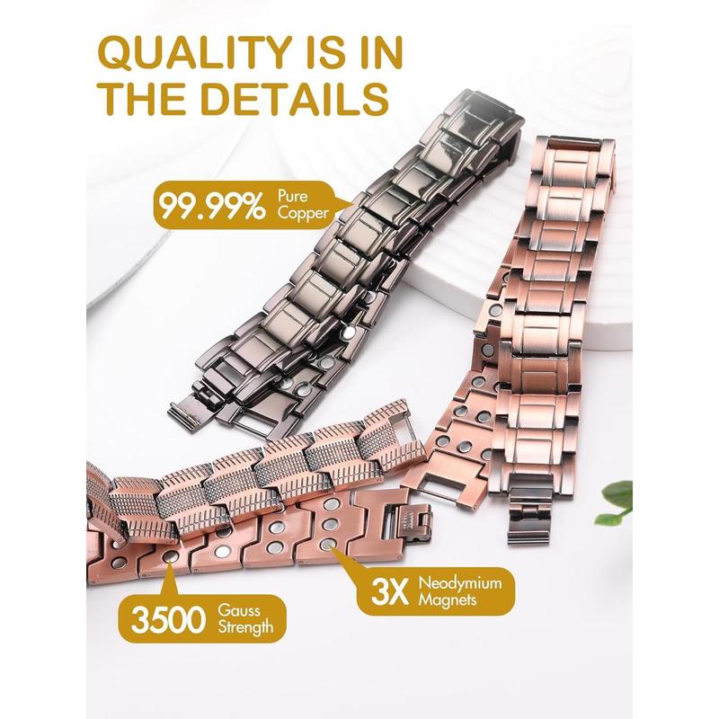 Men’s Must-Have Accessory! 3-pack magnetic copper bracelets—99.99% pure copper, 3500 Gauss magnets for daily use. Adjustable to your fit, adds a sharp touch to any outfit. Get yours fast! 🧲👔💨