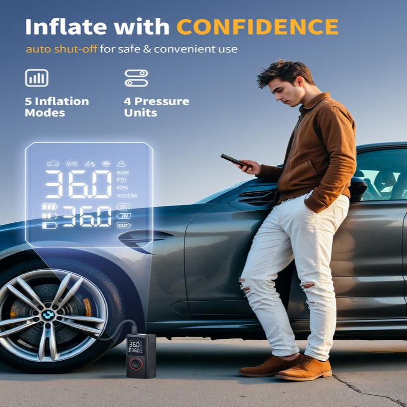 No More Road Emergencies! This portable tire inflator (with a BIG battery!) is your lifesaver—wireless digital display shows pressure instantly, works for cars AND inflatables. Grab yours NOW, don’t get stuck! 🚗🔋💨