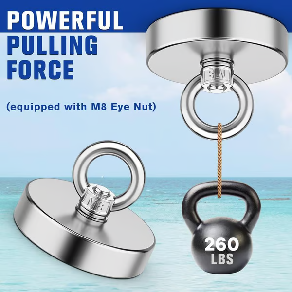 🧲Fishing Magnet: 260LBS Super Strong Neodymium Magnet for Epic Treasure Hunting 🧐
