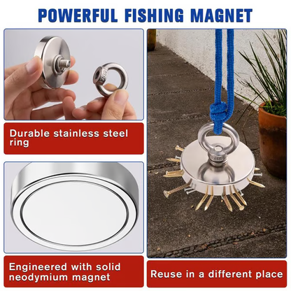 🧲Fishing Magnet: 260LBS Super Strong Neodymium Magnet for Epic Treasure Hunting 🧐